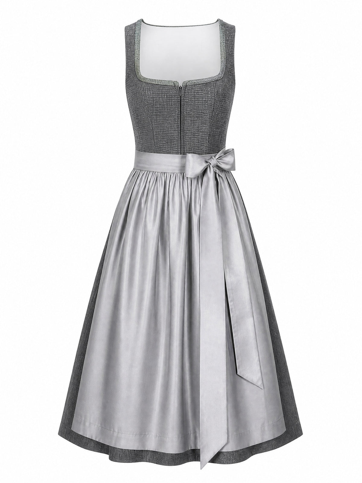 Dirndl Freya in Graphit mit Perlgrau Sch¨¹rze - Vorderansicht