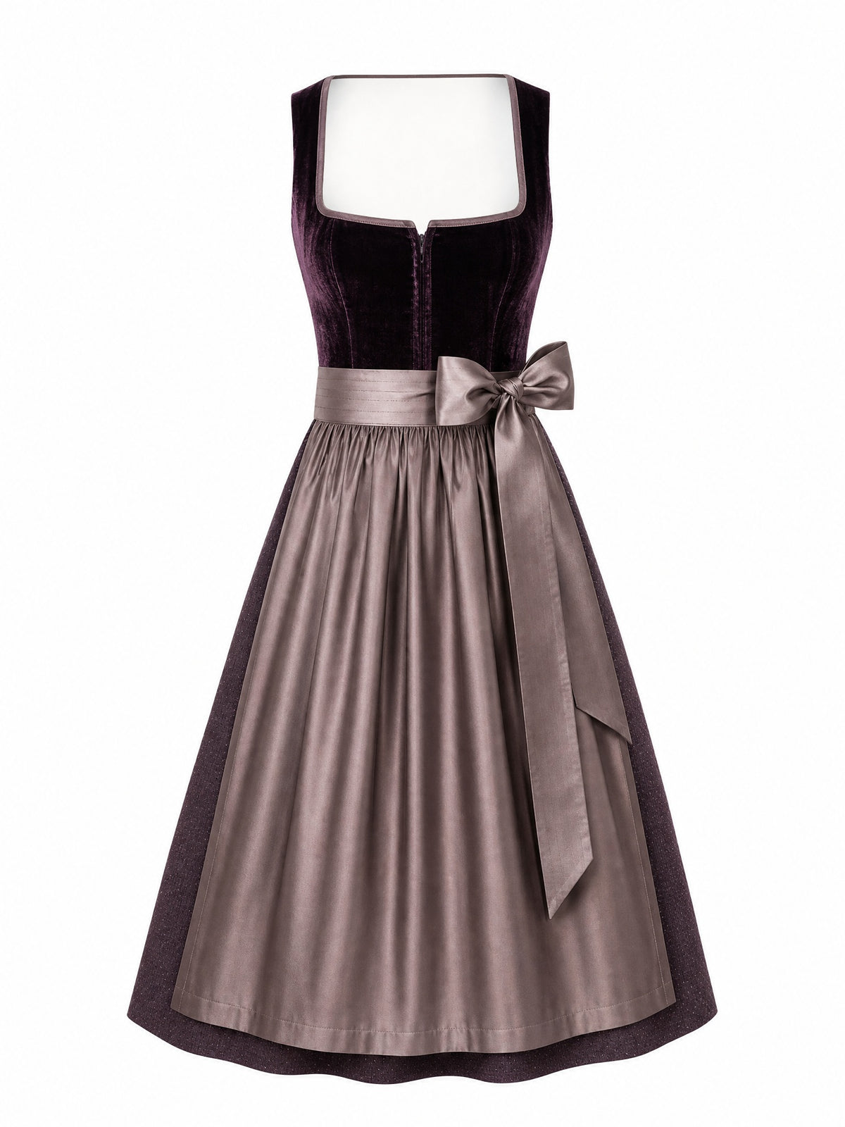 Dirndl Helena in Brombeere mit Taupe Sch¨¹rze - Vorderansicht