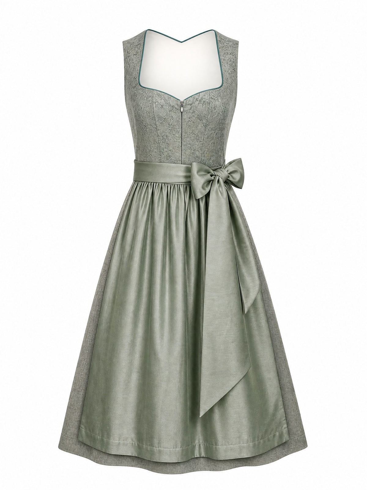 Dirndl Johanna in Flechtengrau mit Salbeigr¨¹n Sch¨¹rze - Vorderansicht