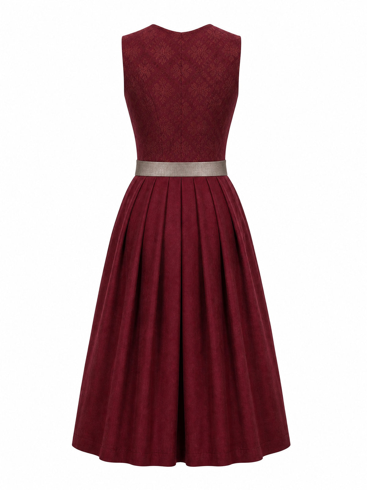 Dirndl Klara in Weinrot mit Taupe Sch¨¹rze - R¨¹ckansicht