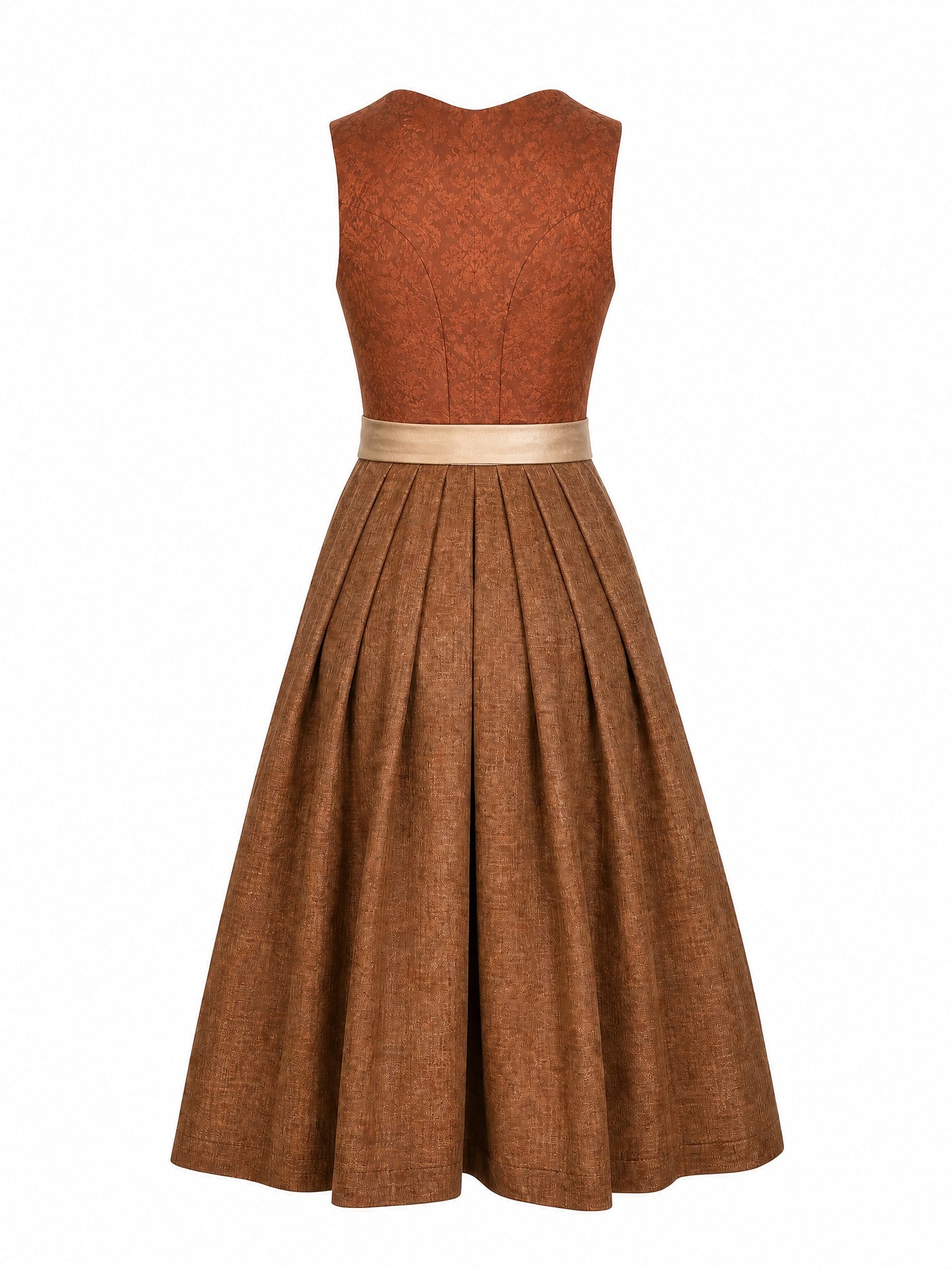 Dirndl Leni in Sienabraun mit Champagner Sch¨¹rze - R¨¹ckansicht
