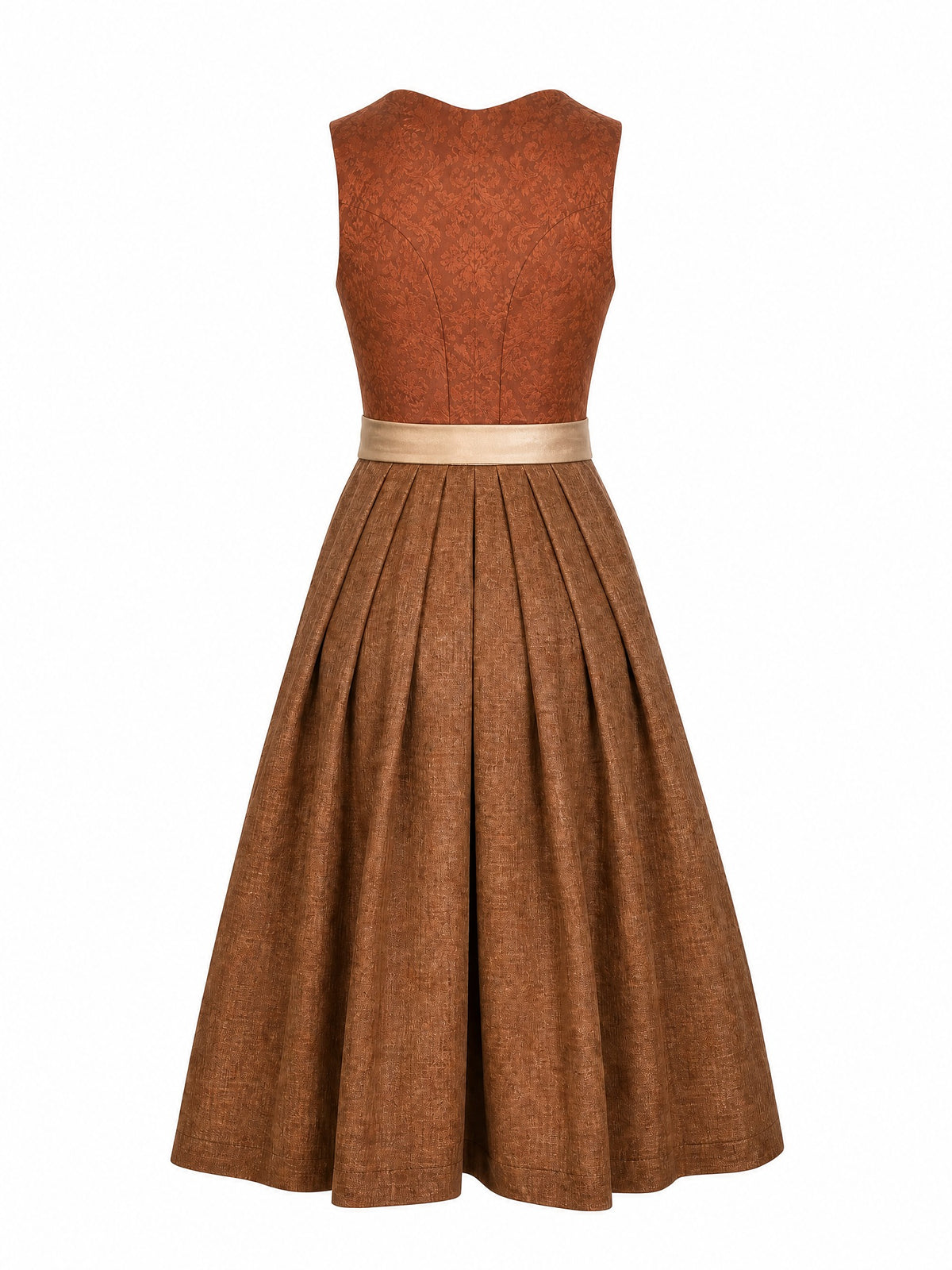 Dirndl Leni in Sienabraun mit Champagner Sch¨¹rze - R¨¹ckansicht