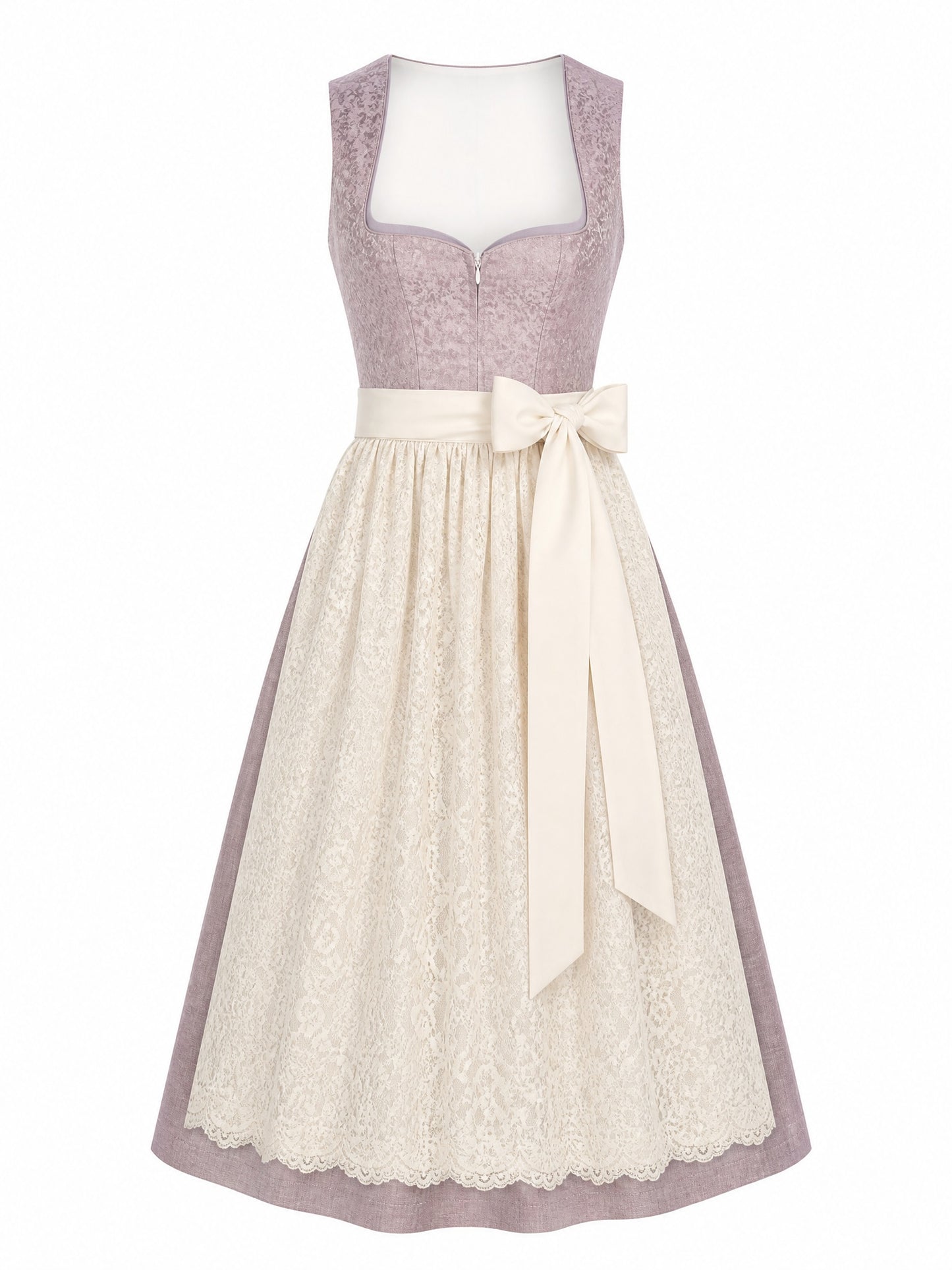 Dirndl Mathilda in Alt-Lavendel mit Elfenbein Sch¨¹rze - Vorderansicht