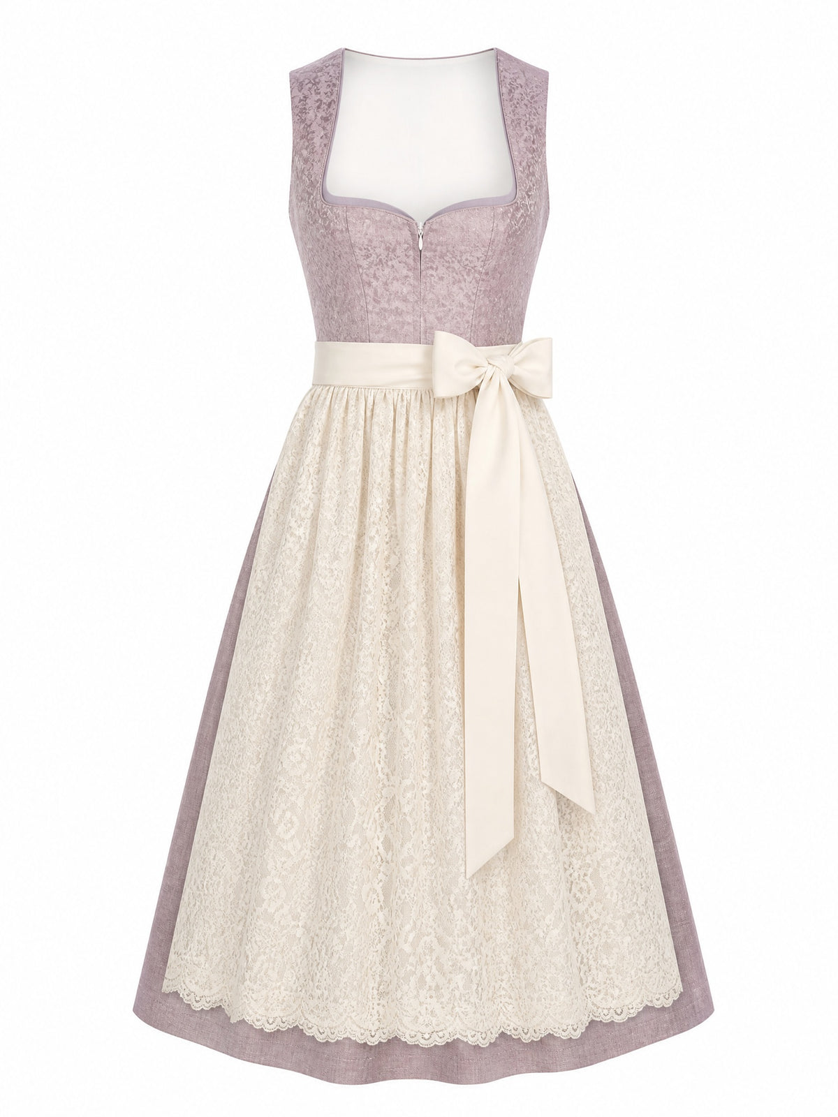 Dirndl Mathilda in Alt-Lavendel mit Elfenbein Sch¨¹rze - Vorderansicht