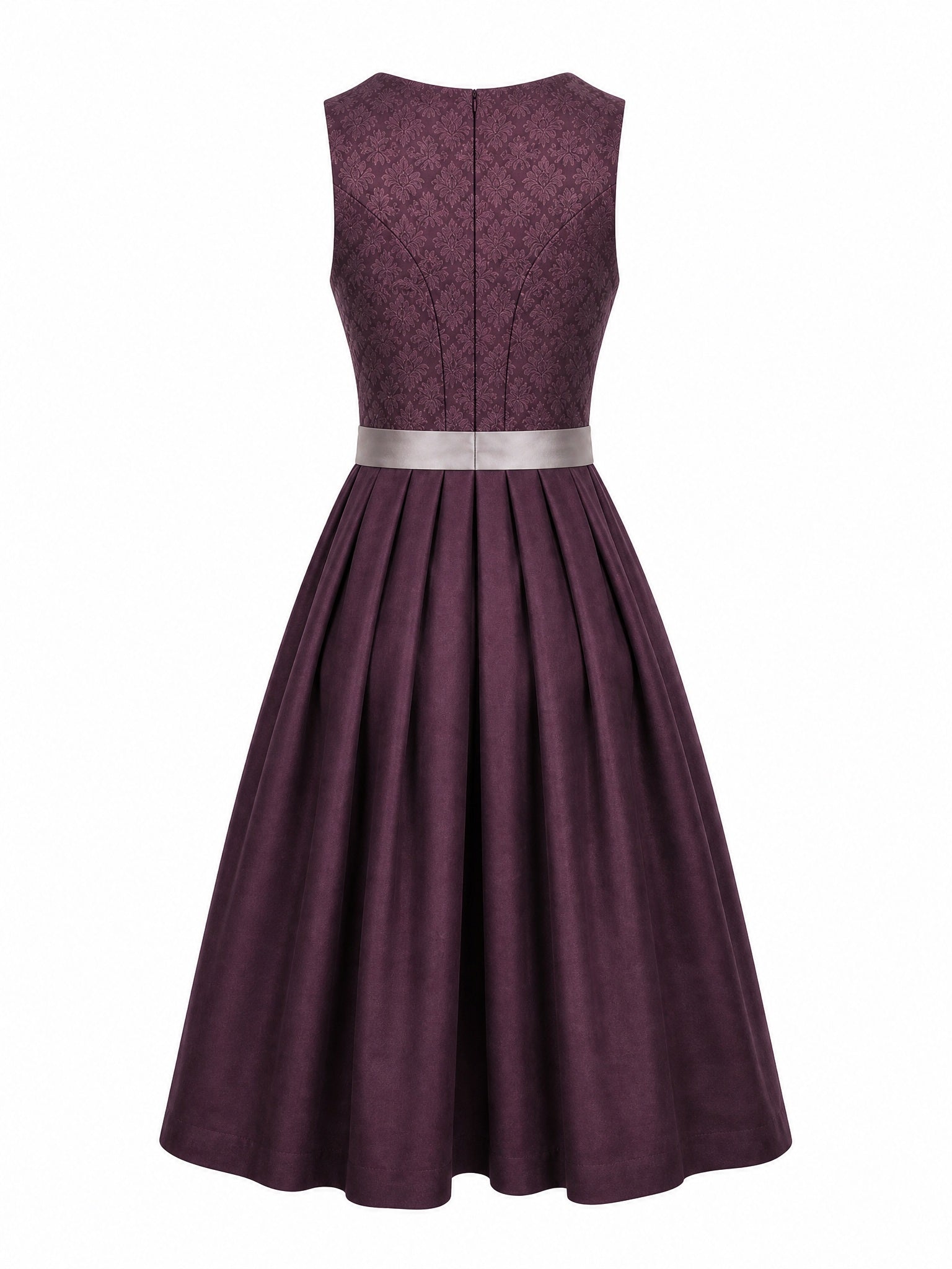 Dirndl Paula in Aubergine mit Perlgrau Sch¨¹rze - R¨¹ckansicht