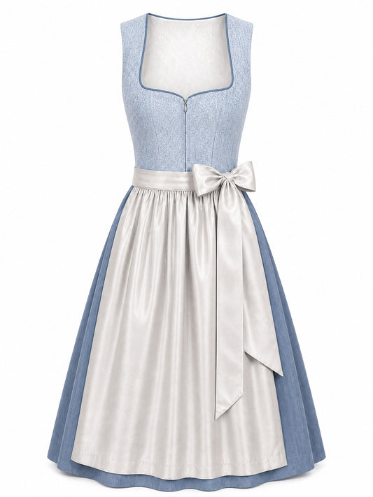 Dirndl Ronja in Puderblau mit Silber Sch¨¹rze - Vorderansicht