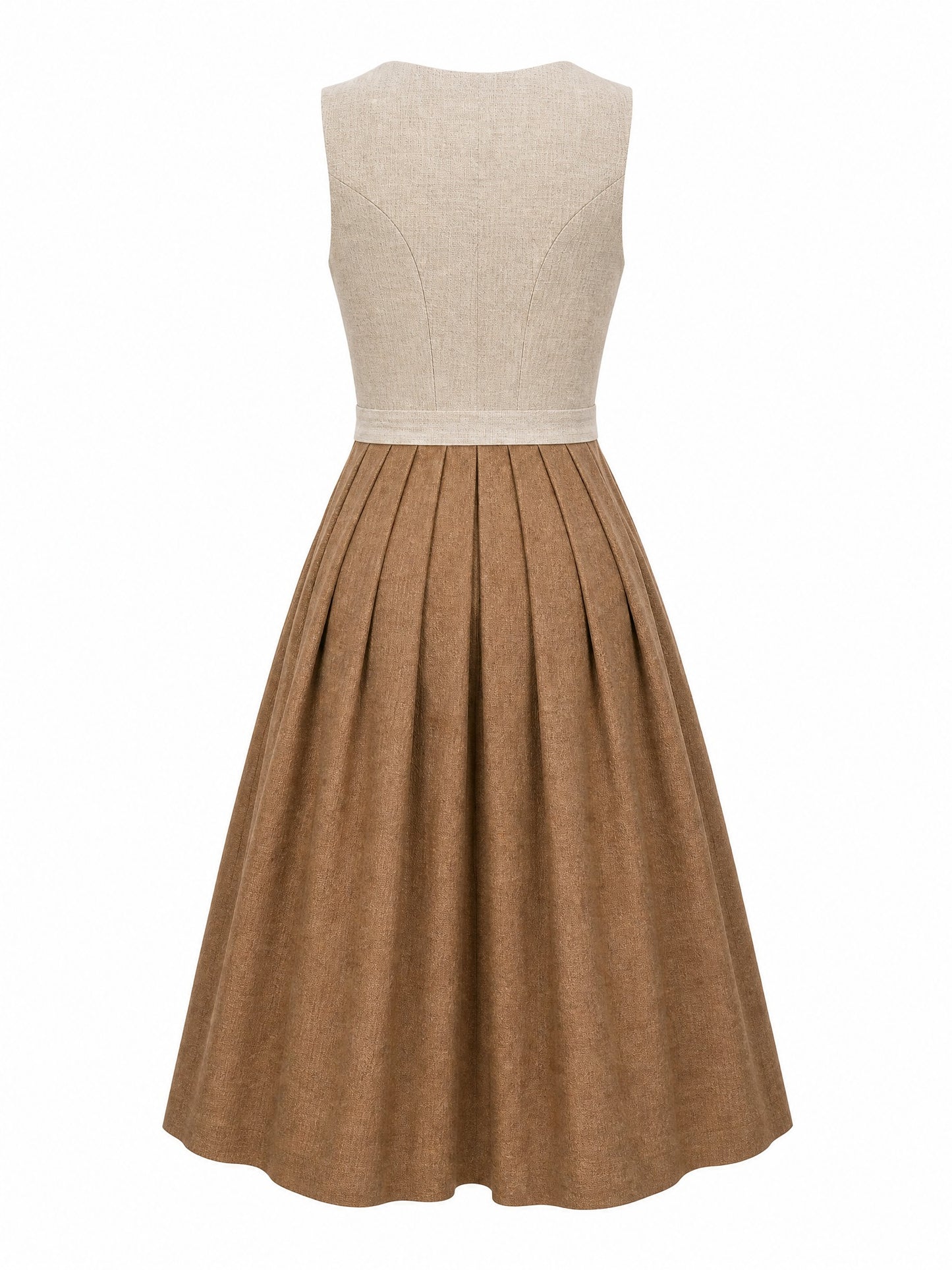 Dirndl Vivien in Haferbeige mit Warmer Sand Sch¨¹rze - R¨¹ckansicht