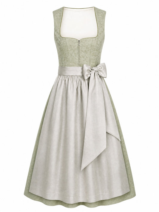 Dirndl Anika in Salbeigr¨¹n mit Perlgrau Sch¨¹rze - Vorderansicht