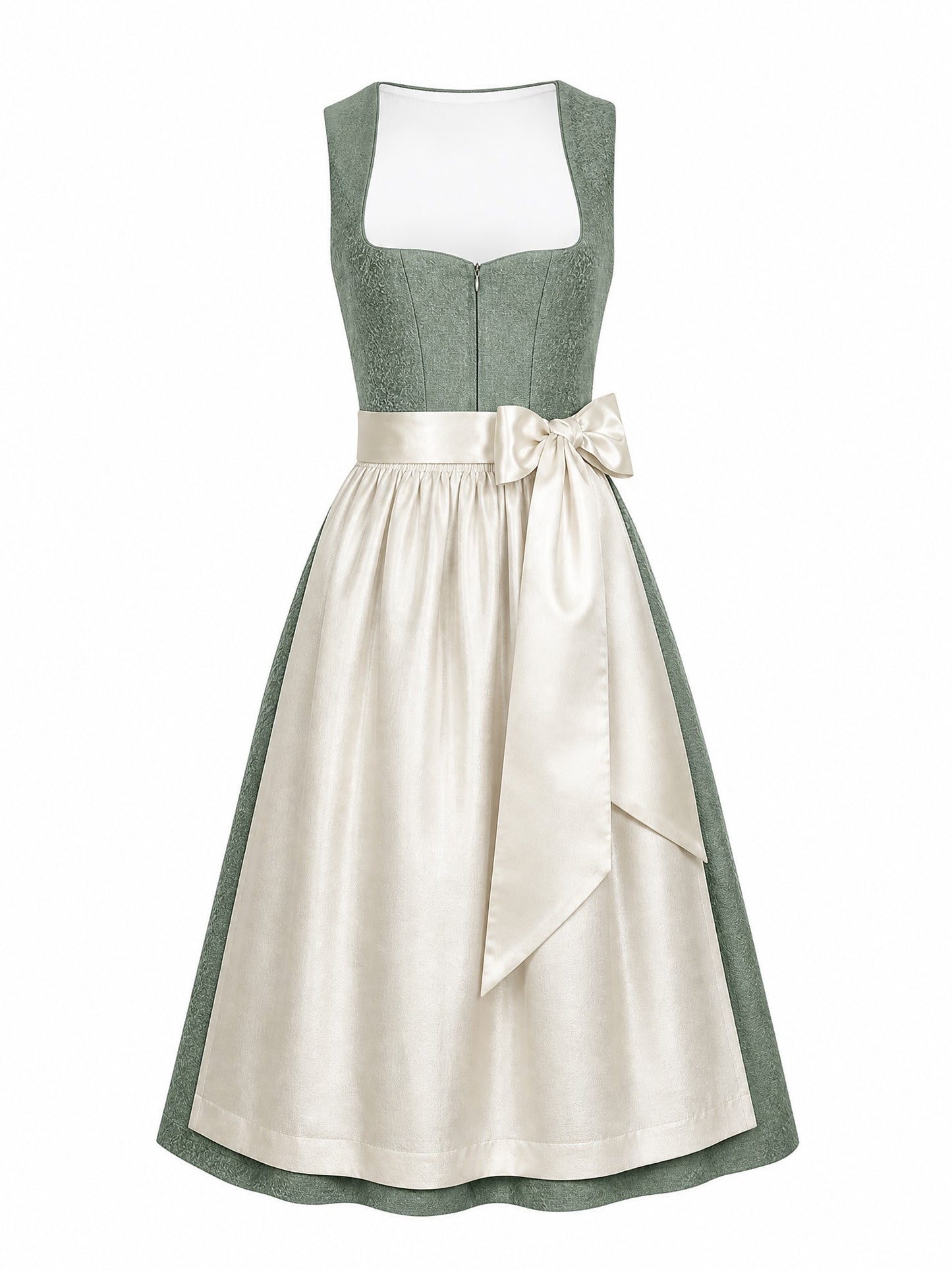 Dirndl Annika in Mineralgr¨¹n mit Elfenbein Sch¨¹rze - Vorderansicht