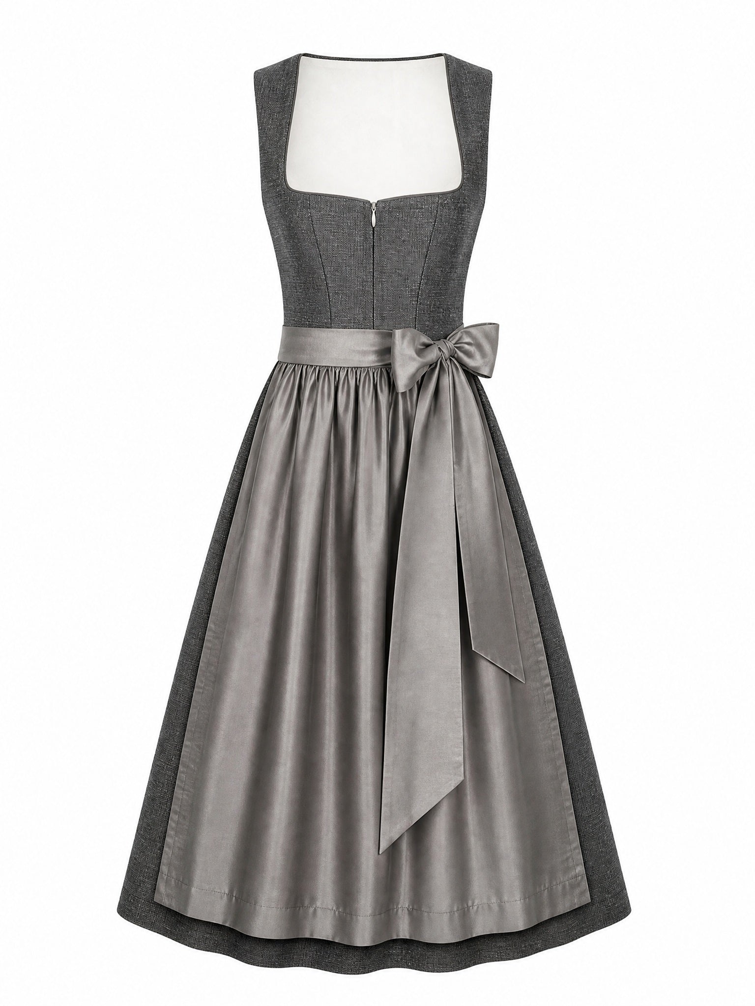 Dirndl Bella in Graphit mit Perlgrau Sch¨¹rze - Vorderansicht