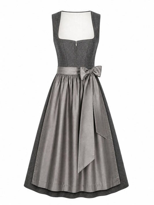 Dirndl Bella in Graphit mit Perlgrau Sch¨¹rze - Vorderansicht