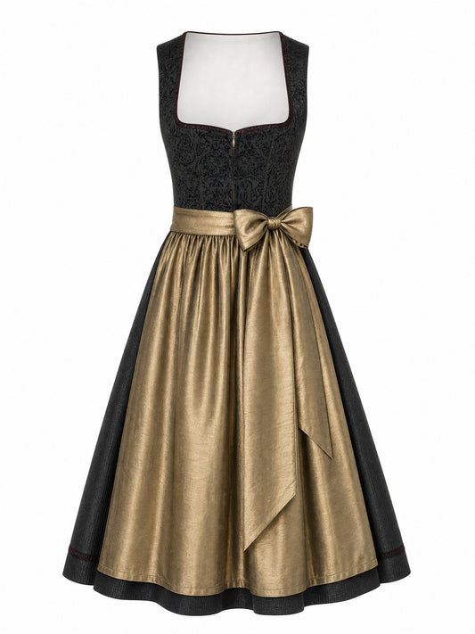 Dirndl Berit in Anthrazit mit Antikgold Sch¨¹rze - Vorderansicht