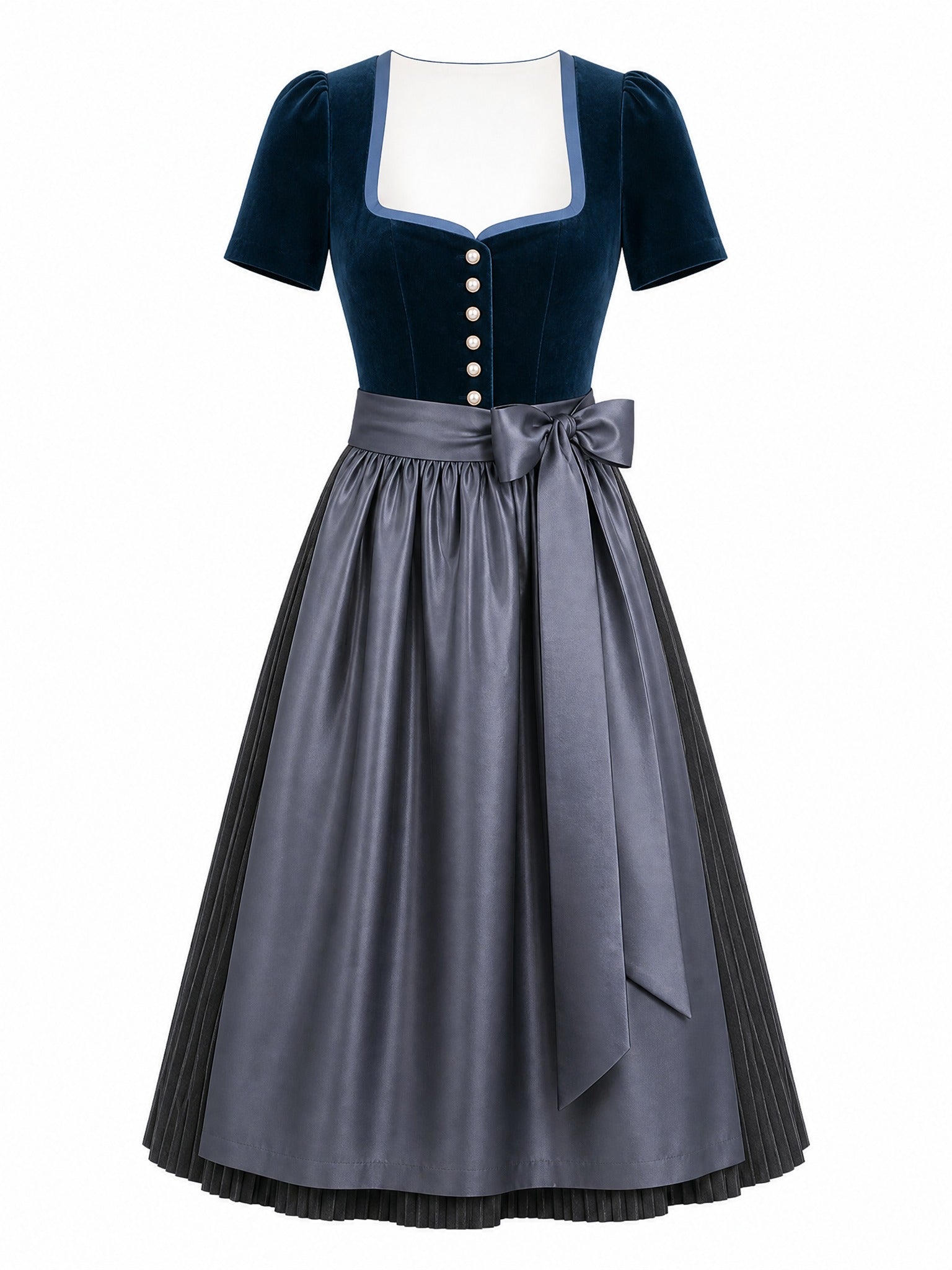 Dirndl Enna in Dunkelpetrol mit Schiefergrau Sch¨¹rze - Vorderansicht