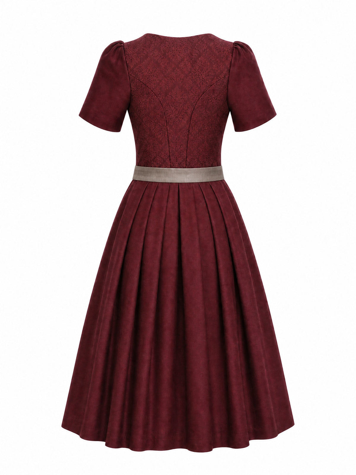 Dirndl Felicia in Weinrot mit Taupe Sch¨¹rze - R¨¹ckansicht