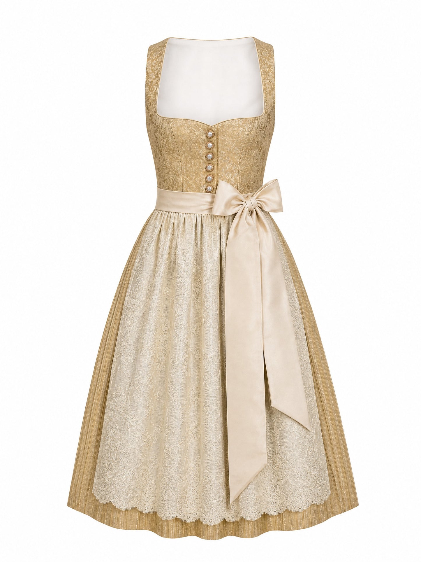 Dirndl Greta in Weizengold mit Elfenbein Sch¨¹rze - Vorderansicht