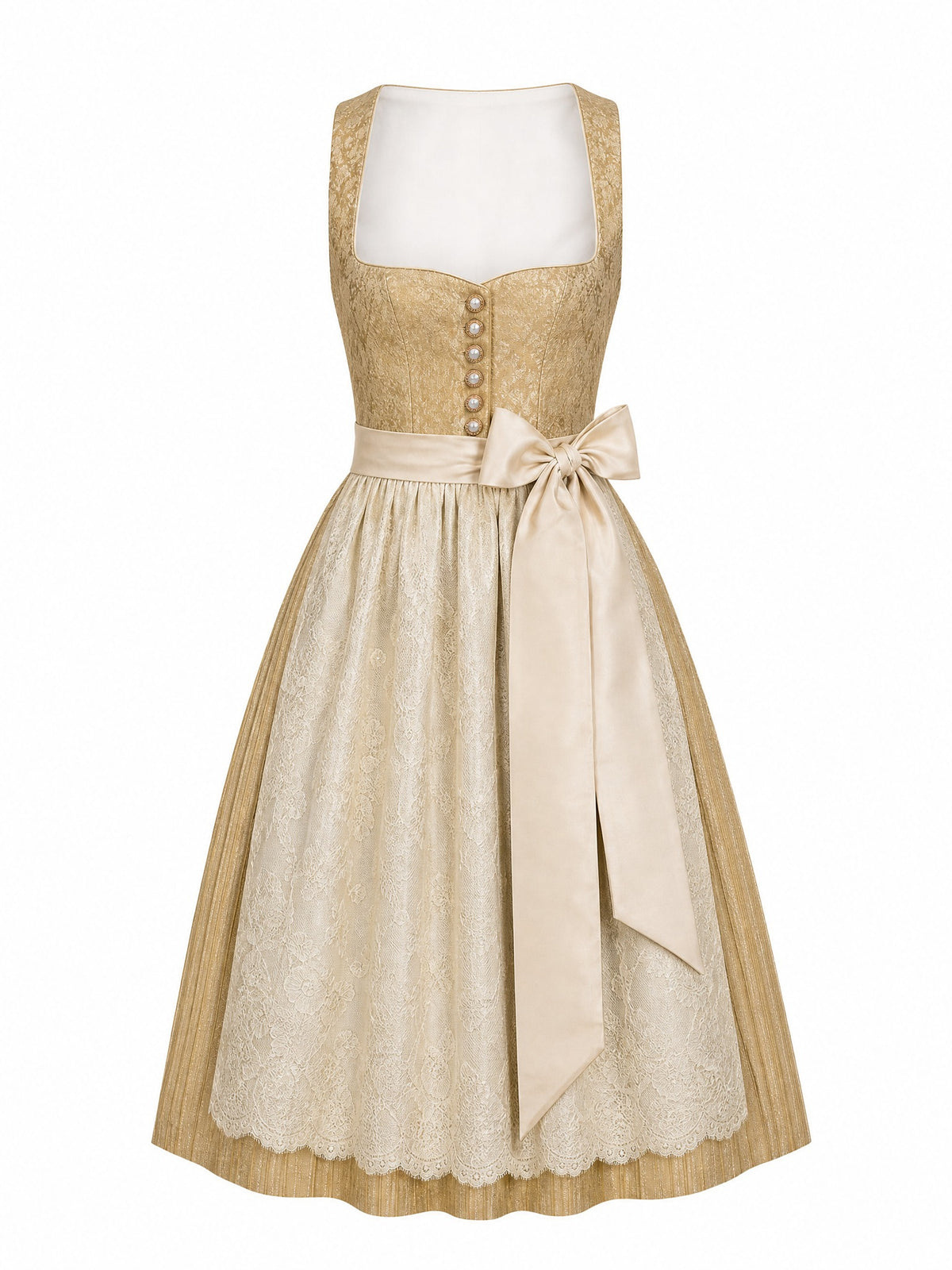Dirndl Greta in Weizengold mit Elfenbein Sch¨¹rze - Vorderansicht
