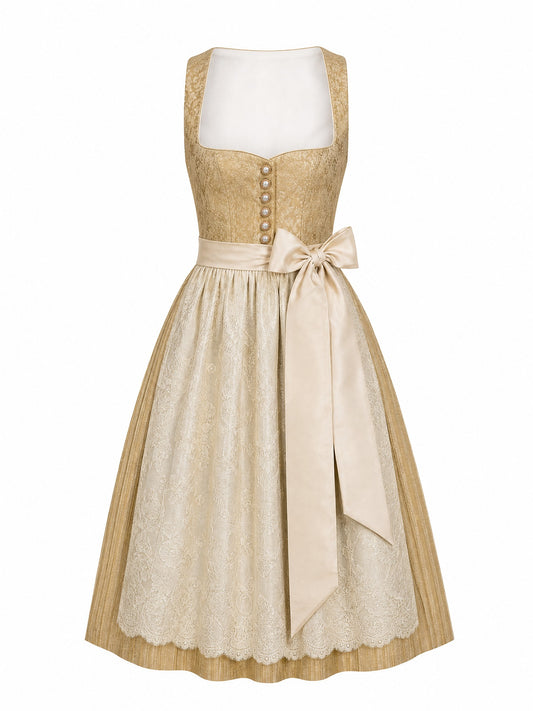 Dirndl Greta in Weizengold mit Elfenbein Sch¨¹rze - Vorderansicht