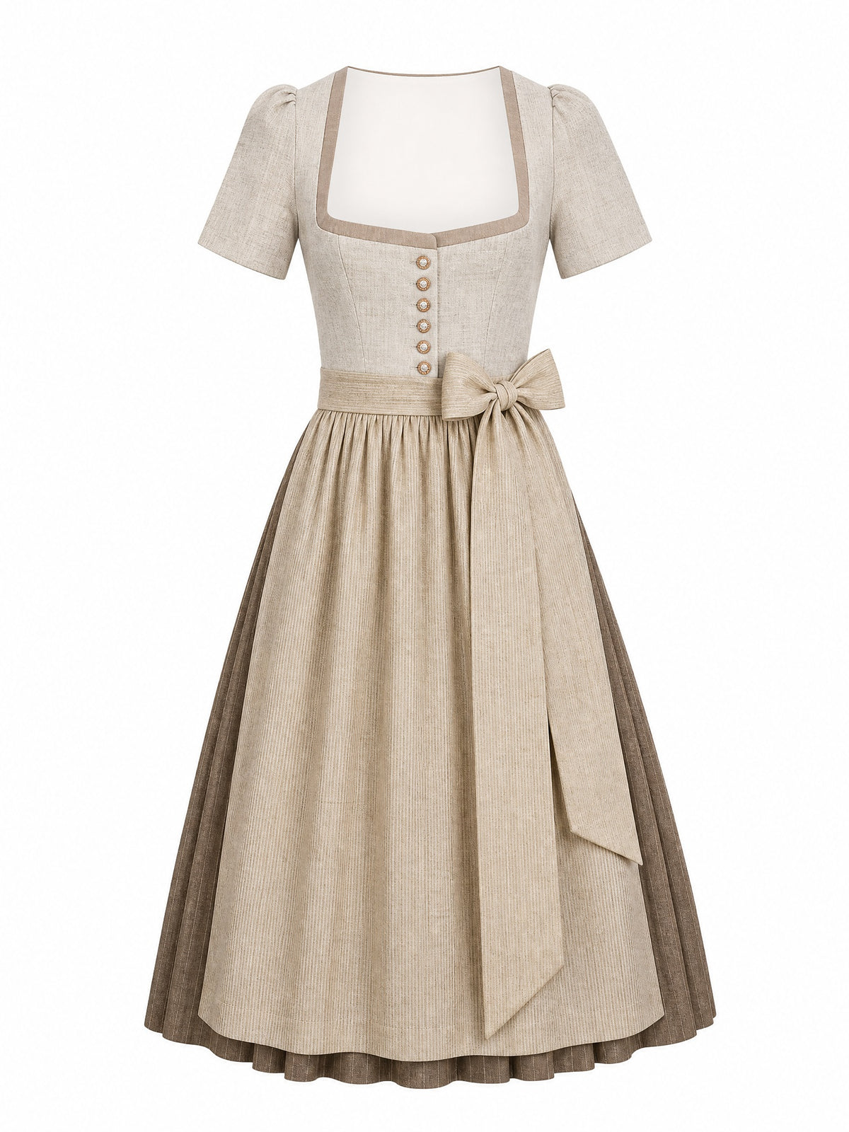 Dirndl Hanna in Haferbeige mit Warmer Sand Sch¨¹rze - Vorderansicht