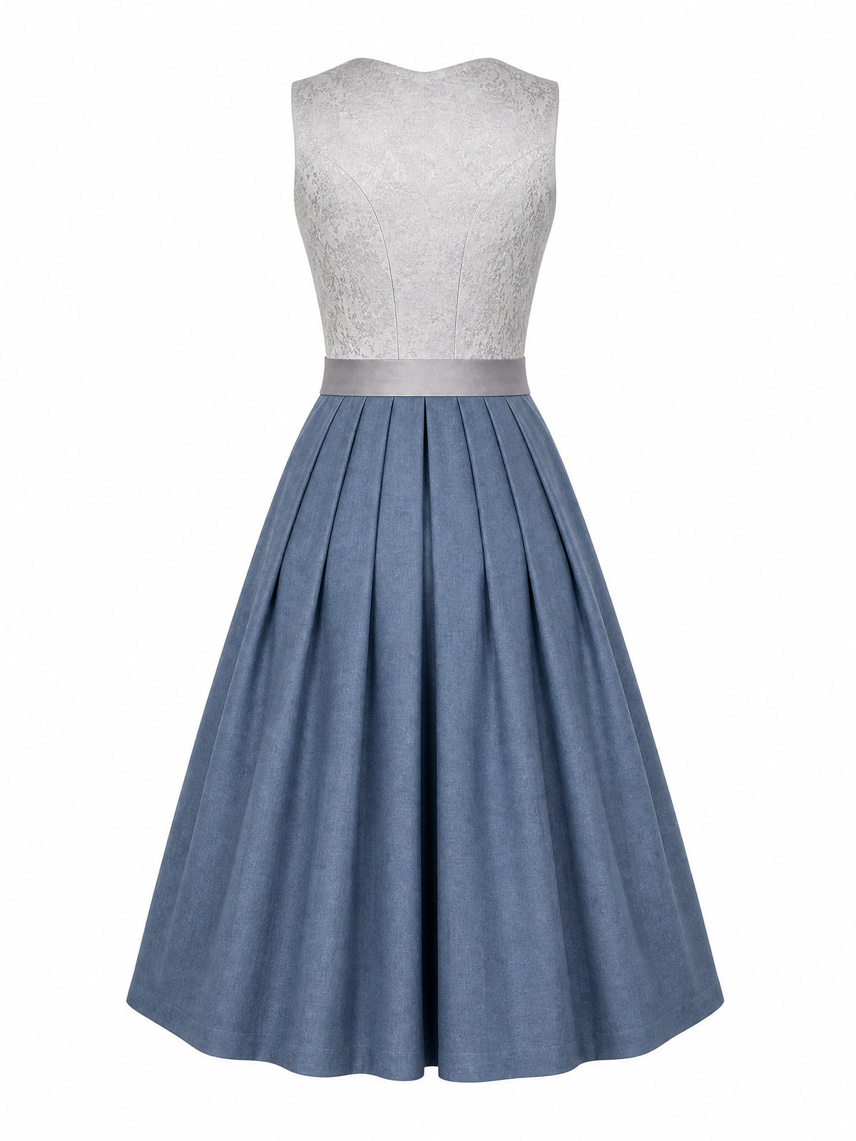 Dirndl Isabel in Silberblau mit Perlgrau Sch¨¹rze - R¨¹ckansicht