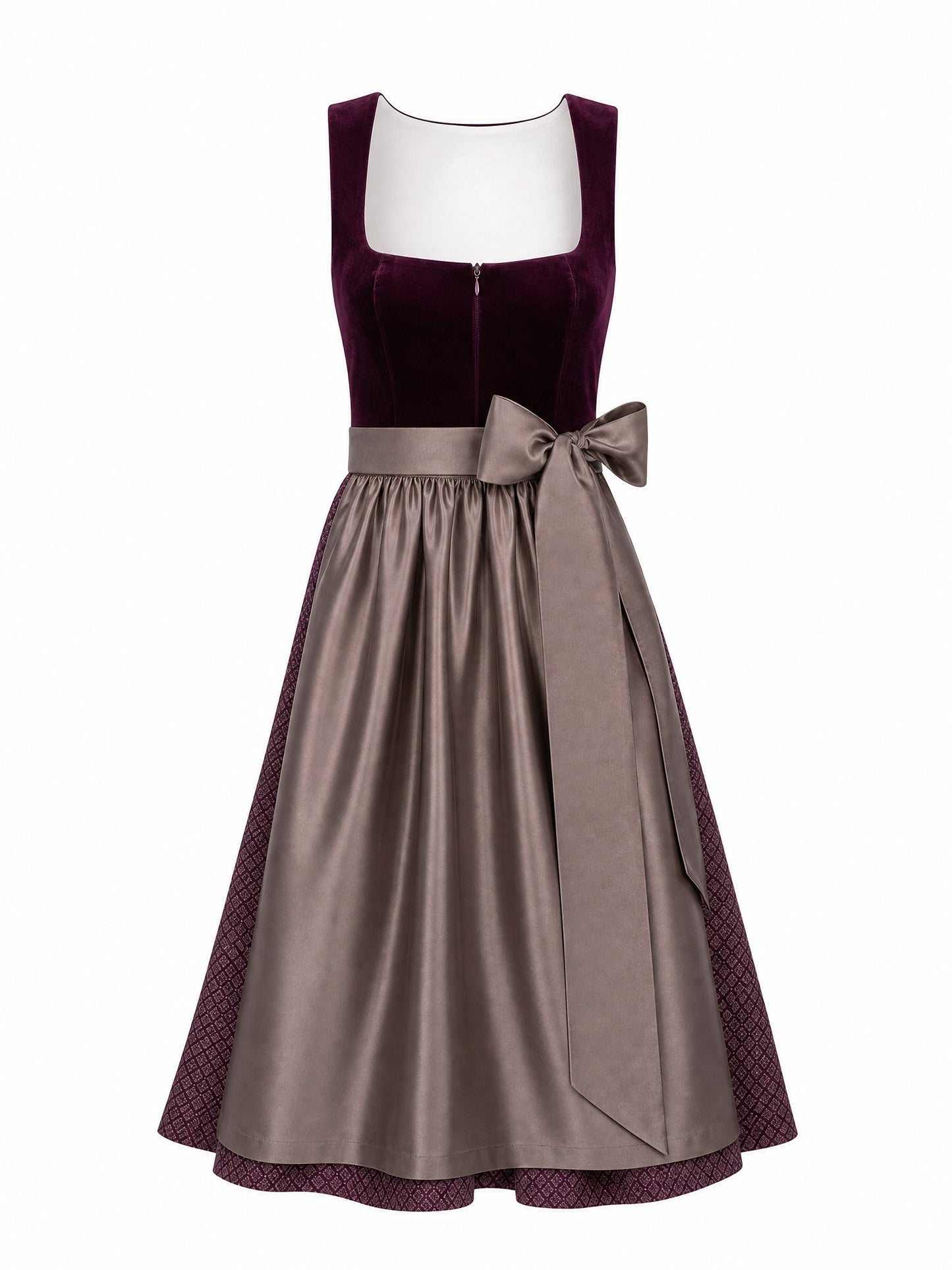 Dirndl Leni in Brombeere mit Taupe Sch¨¹rze - Vorderansicht