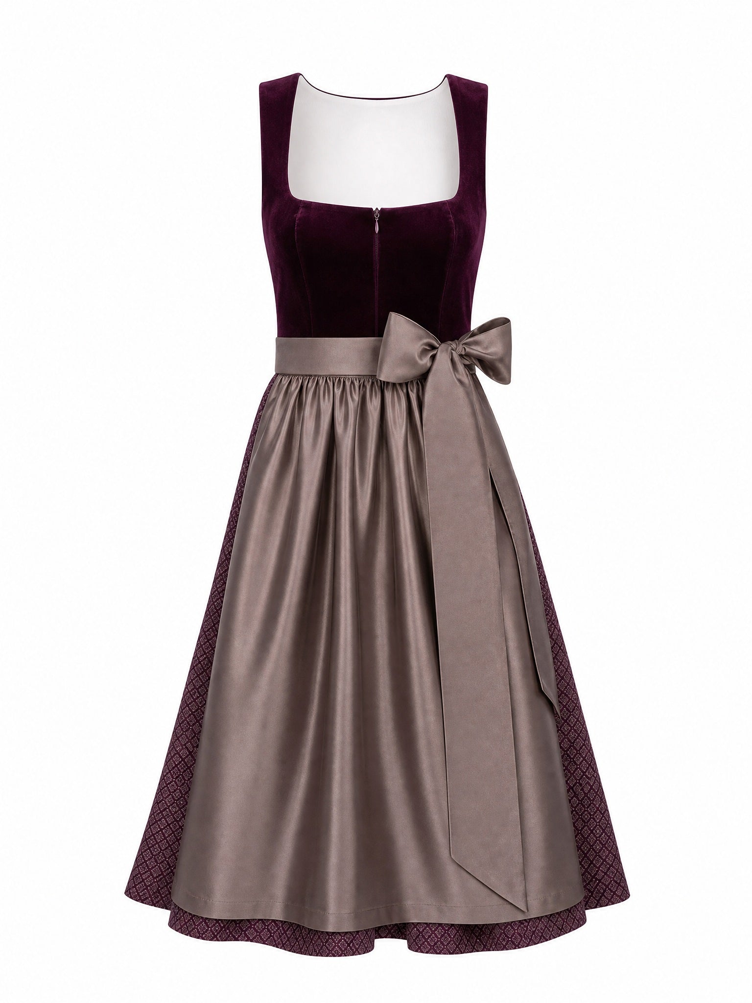 Dirndl Leni in Brombeere mit Taupe Sch¨¹rze - Vorderansicht