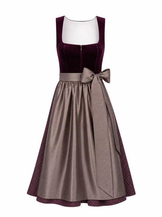 Dirndl Leni in Brombeere mit Taupe Sch¨¹rze - Vorderansicht