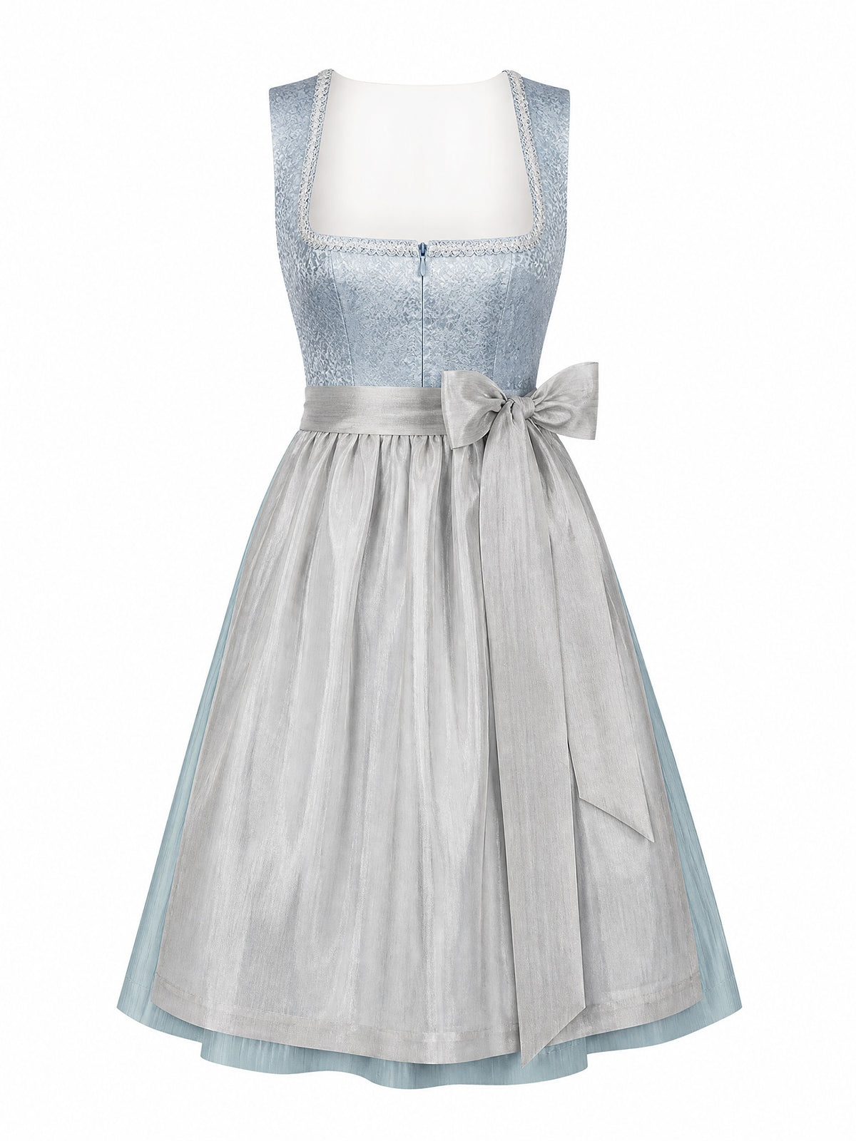 Dirndl Luise in Eisblau mit Perlgrau Sch¨¹rze - Vorderansicht