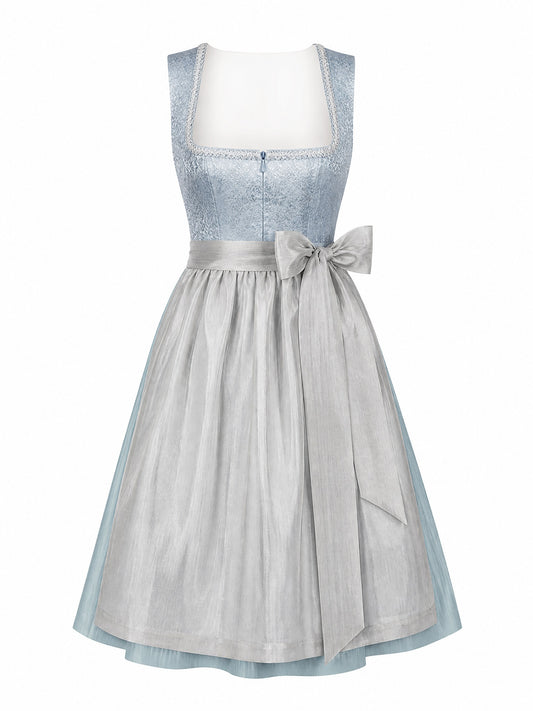 Dirndl Luise in Eisblau mit Perlgrau Sch¨¹rze - Vorderansicht