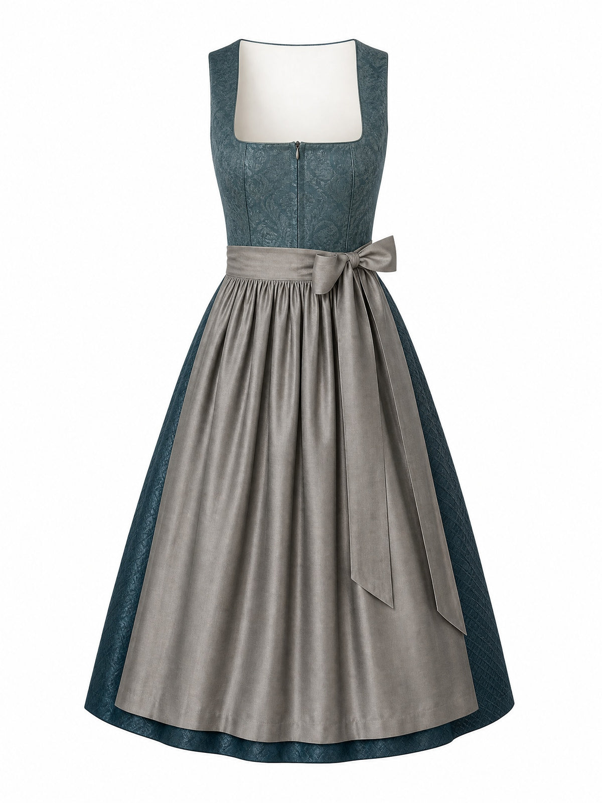 Dirndl Marie in Rauchpetrol mit Pewtergrau Sch¨¹rze - Vorderansicht