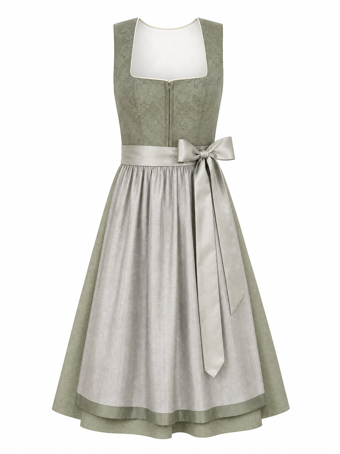 Dirndl Rica in Salbeigr¨¹n mit Perlgrau Sch¨¹rze - Vorderansicht