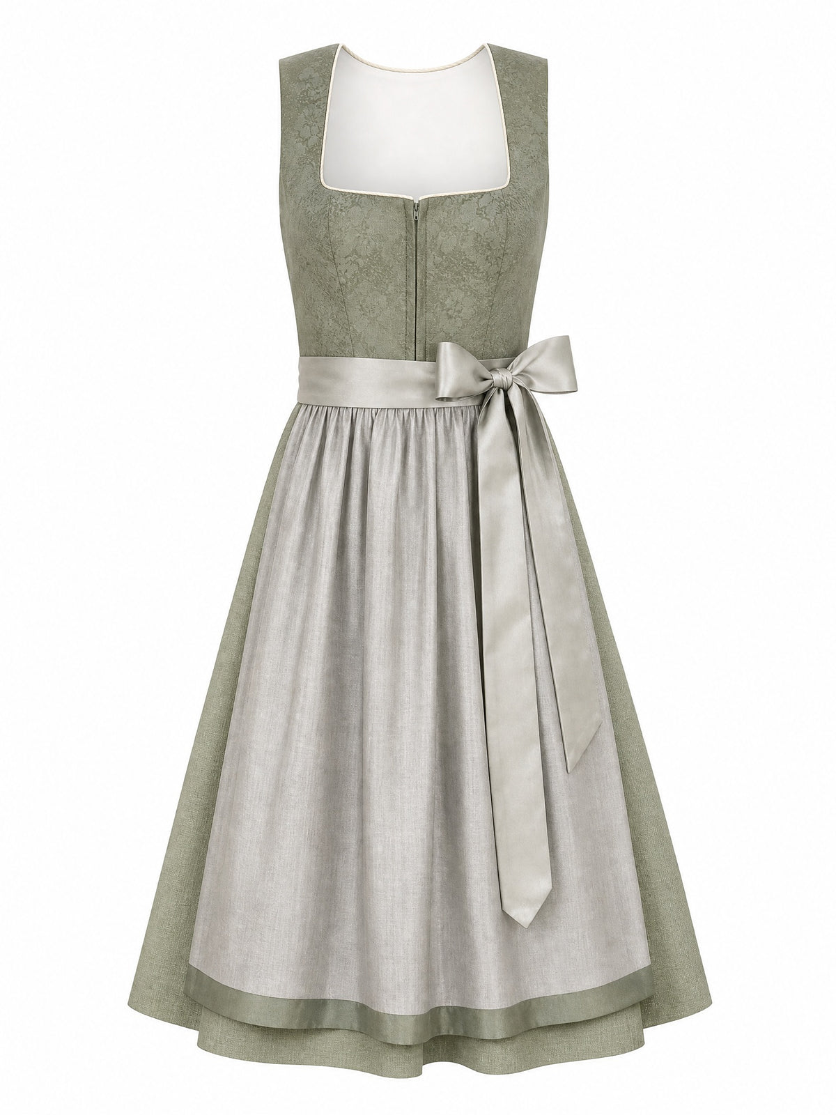 Dirndl Rica in Salbeigr¨¹n mit Perlgrau Sch¨¹rze - Vorderansicht